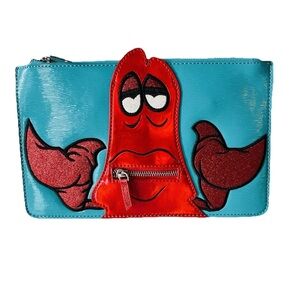 Disney by Danielle Nicole  Mermaid Sebastian Turquoise Red Flat Zip Pouch Bag
